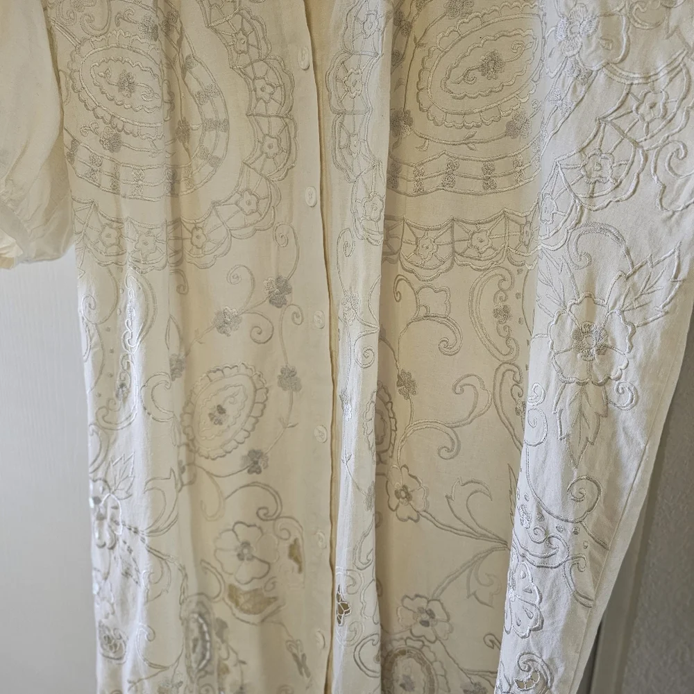 Free People Embroidery Oversized Button Front Kaftan Lace Dress NWOT